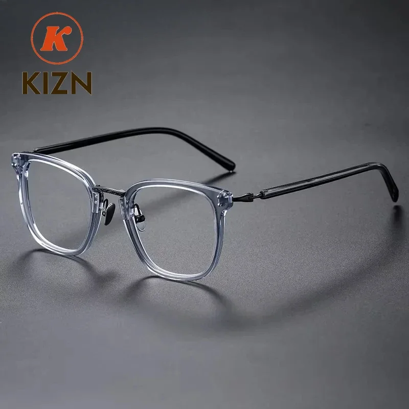 

KIZN Acetate Titanium Men Fashion Design Prescription Eyeglasses Spectacles Glasses Frame Optical Myopia Eyewear Women Farsight