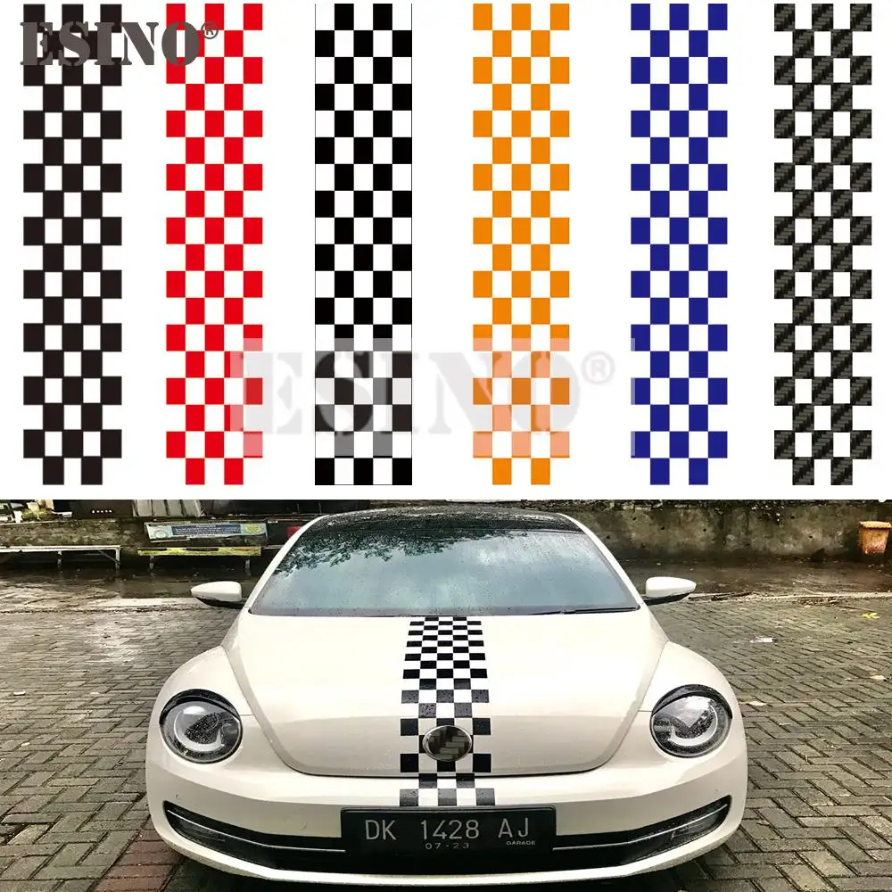 Hot Selling New Styling Racing Flag Car Hood Covers Vinyl Sports Decal Head Decorative Sticker Car Accessories 23 cm x 120 cm