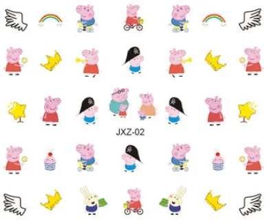 Peppa Pig Nail Stickers Kawaii Toys Children\'s Cartoon Dolls Makeup Toys Nylon Stickers Girls Birthday Gifts