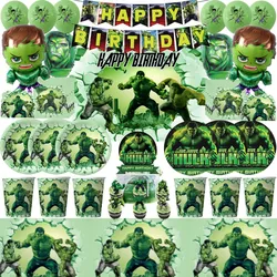 Superhero Hulk Birthday Party Decoration Balloons Tableware Paper Cup Plate Banner Table Cover Kids Boys Birthday Party Supplies