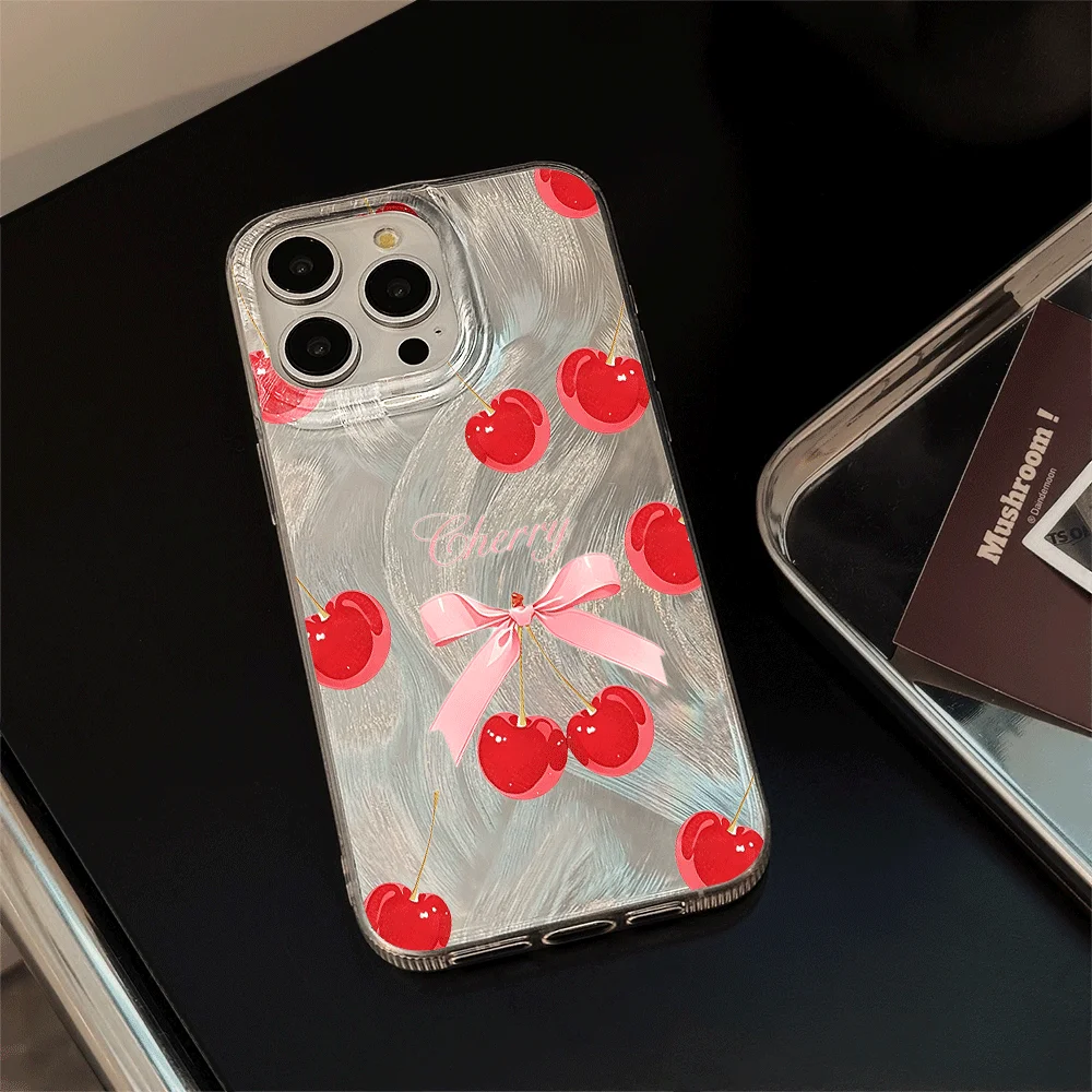 Phone Case For Samsung Galaxy S26 S25 Ultra S24 S23 Plus S22 A53 A36 A55 A34 A56 A35 A54 Shockproof Y2K Cherry Bow Leopard Cover