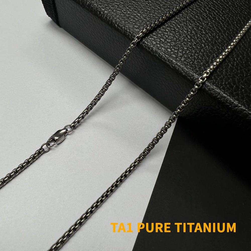 2.5MM Width Pure Titanium Square Rolo Chain Necklace For Women Round Box Choker Necklace Men Skin Friendly Jewelry Accessories