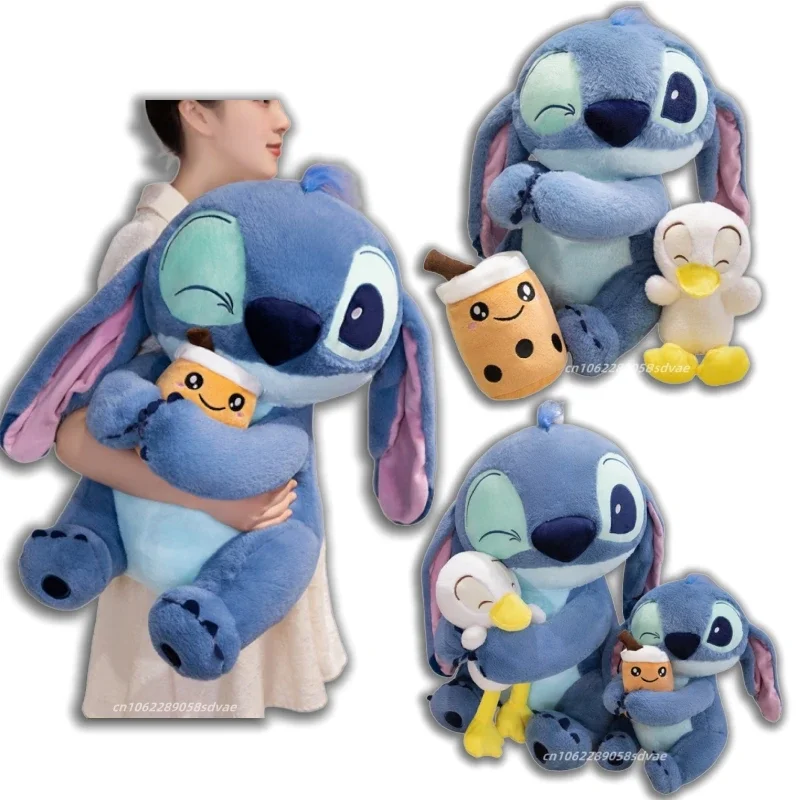 

30-60cm Soft Stitch Plushies Cute Stuffed Movie Anime Stitch with Duck Bubble Tea Cartoon Plushies Sleeping Doll Xmas Gifts Girl