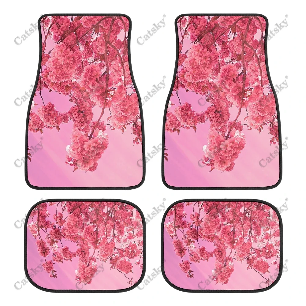 Cherry Blossom Car floor mats 4-piece set front and rear carpet stain-resistant complete set suitable for SUV truck interior