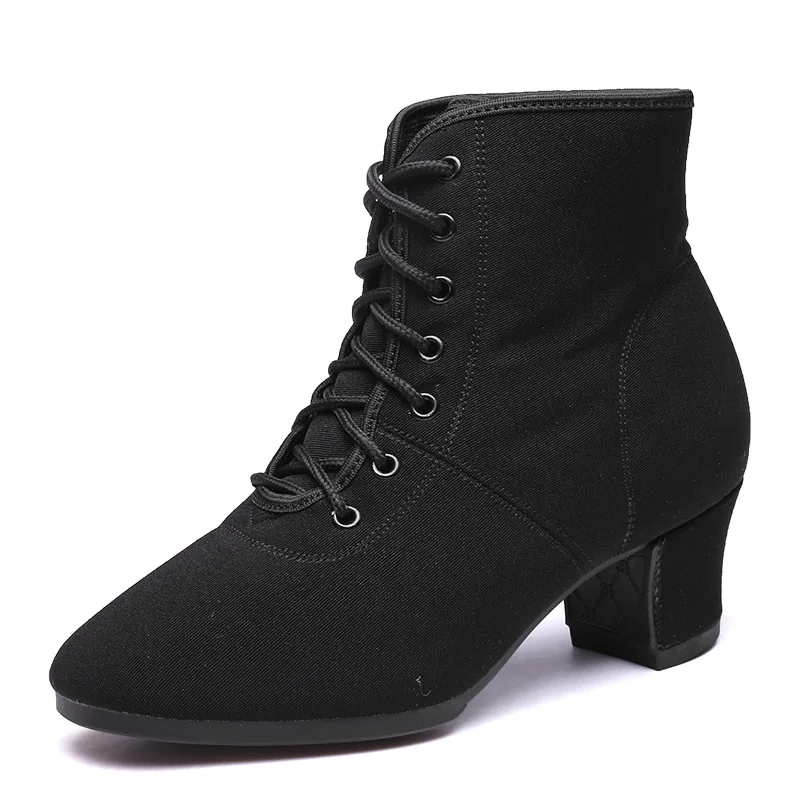 Zapatos de baile de caña alta para mujer, botas de baile de Jazz y Salsa latina, tacones altos de 3cm y 5cm, zapatillas de baile de salón para adultos al aire libre