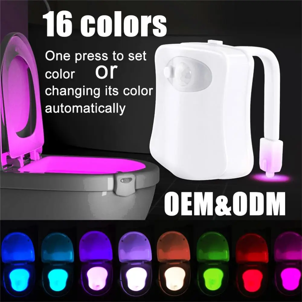 Human Infrared Sensing Light Led Night Light Stick Toilet 16/8 Color Bathroom Colorful Motion Sensing Night Light Toilet Light