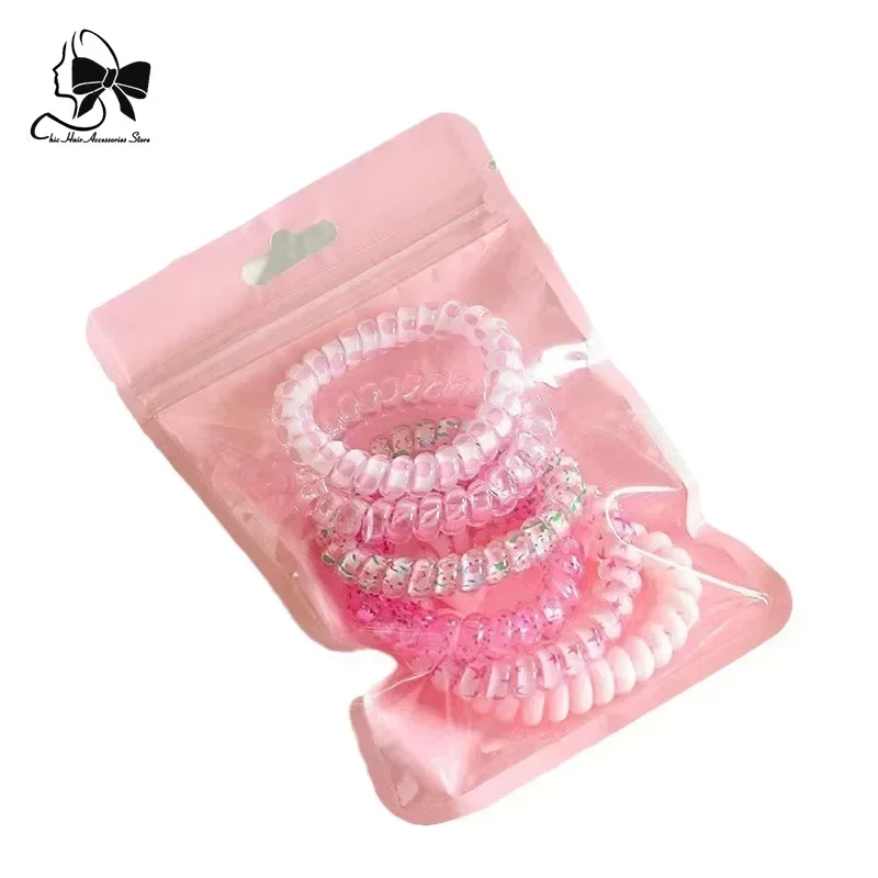 Cintas elásticas para el pelo para niña, accesorios coreanos para el cabello, cuerdas en espiral esmeriladas, cuerda de goma elástica, 6 piezas,