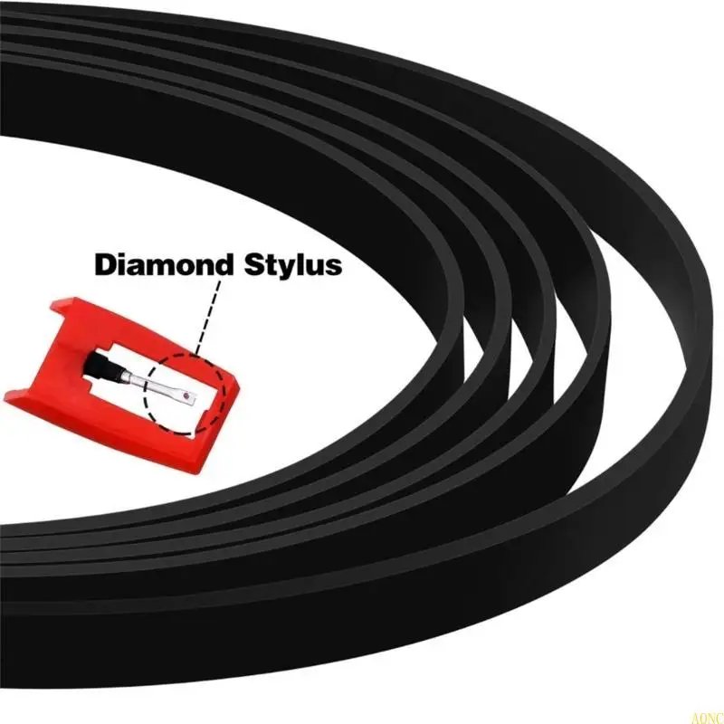 A0NC Diamond Tip Phonograph Needle Record Player Belt Record Player Needle Phonograph Replacement Part Rubber Turntable Belts
