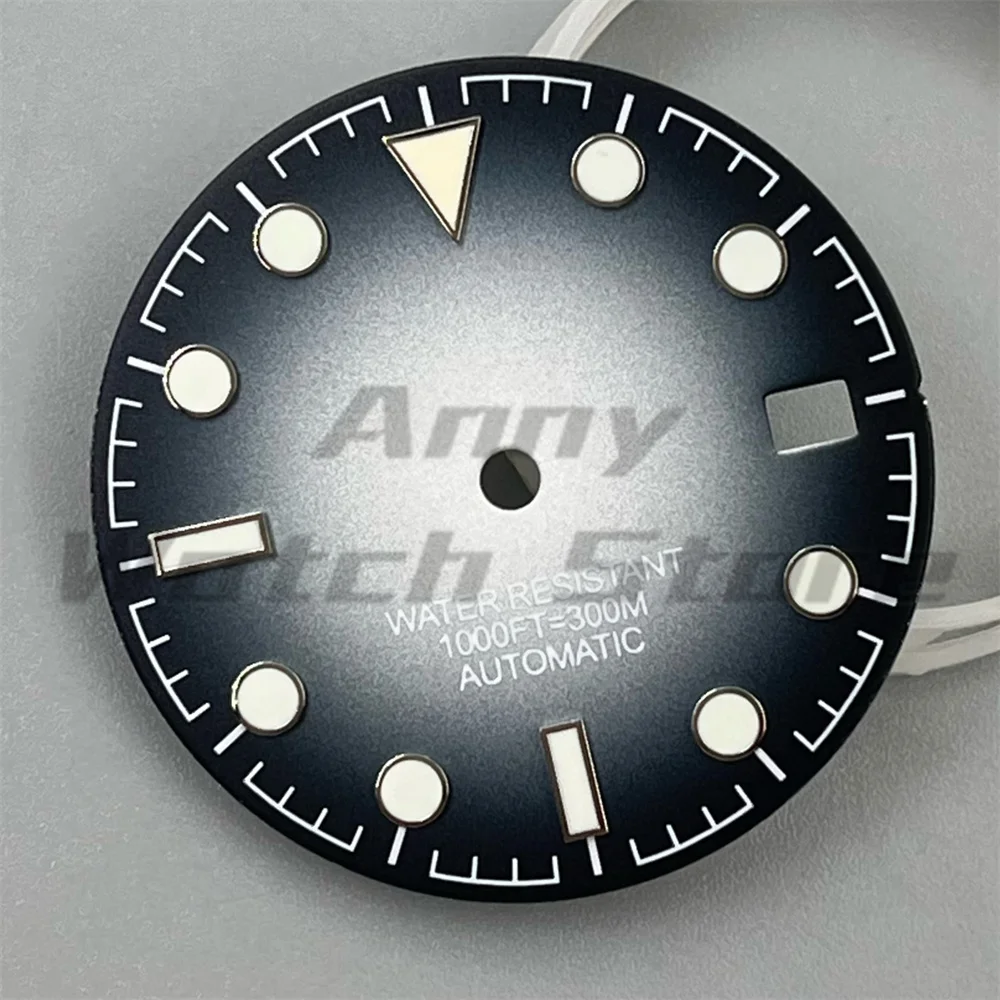 29mm red ashen blue watch dial green luminous dial fit NH35 NH36 movement
