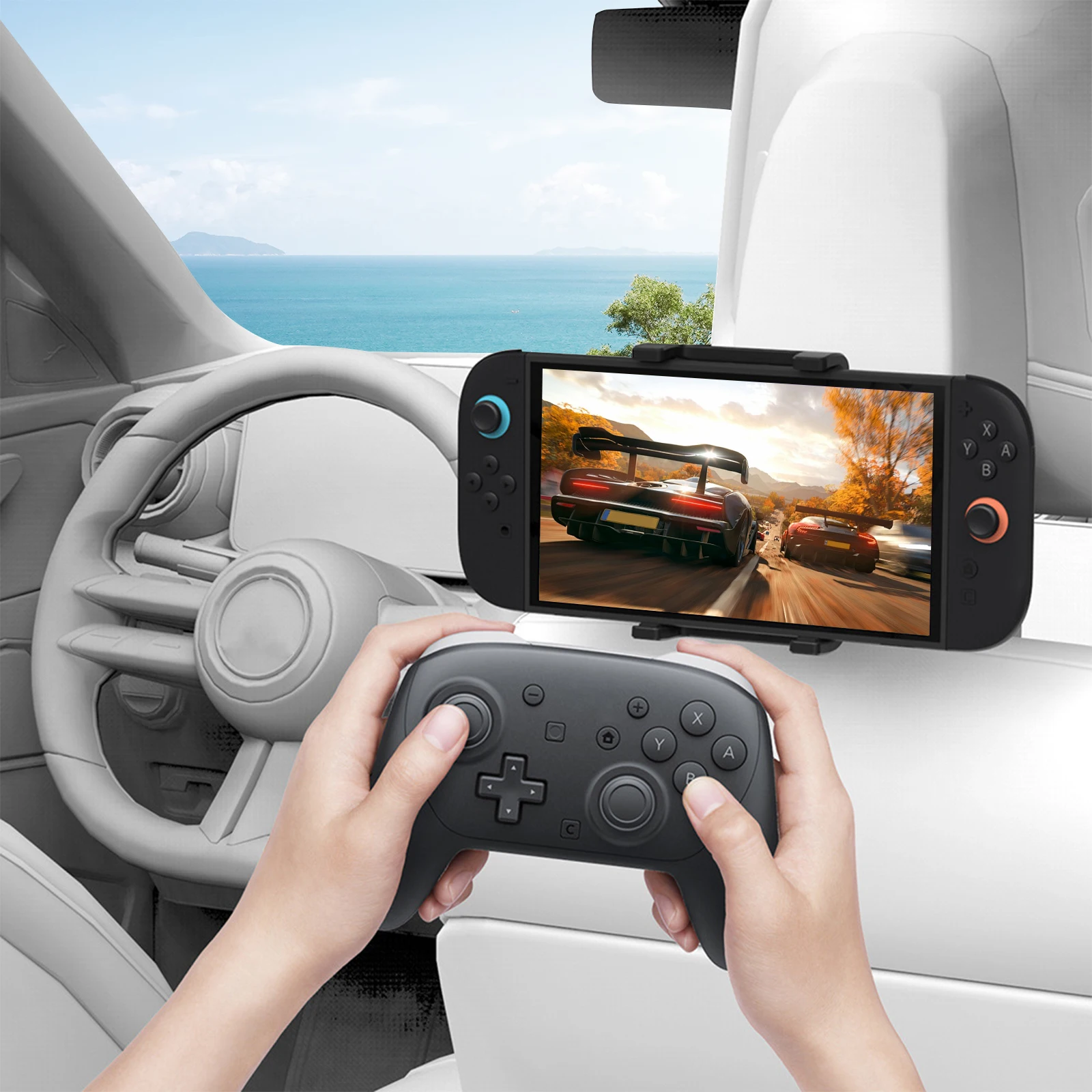 Держатель для Switch 2, док-станция, автомобильный подголовник, крепление для игровой подставки, регулируемый держатель игровой консоли, портативная игровая поддержка для Switch/OLED