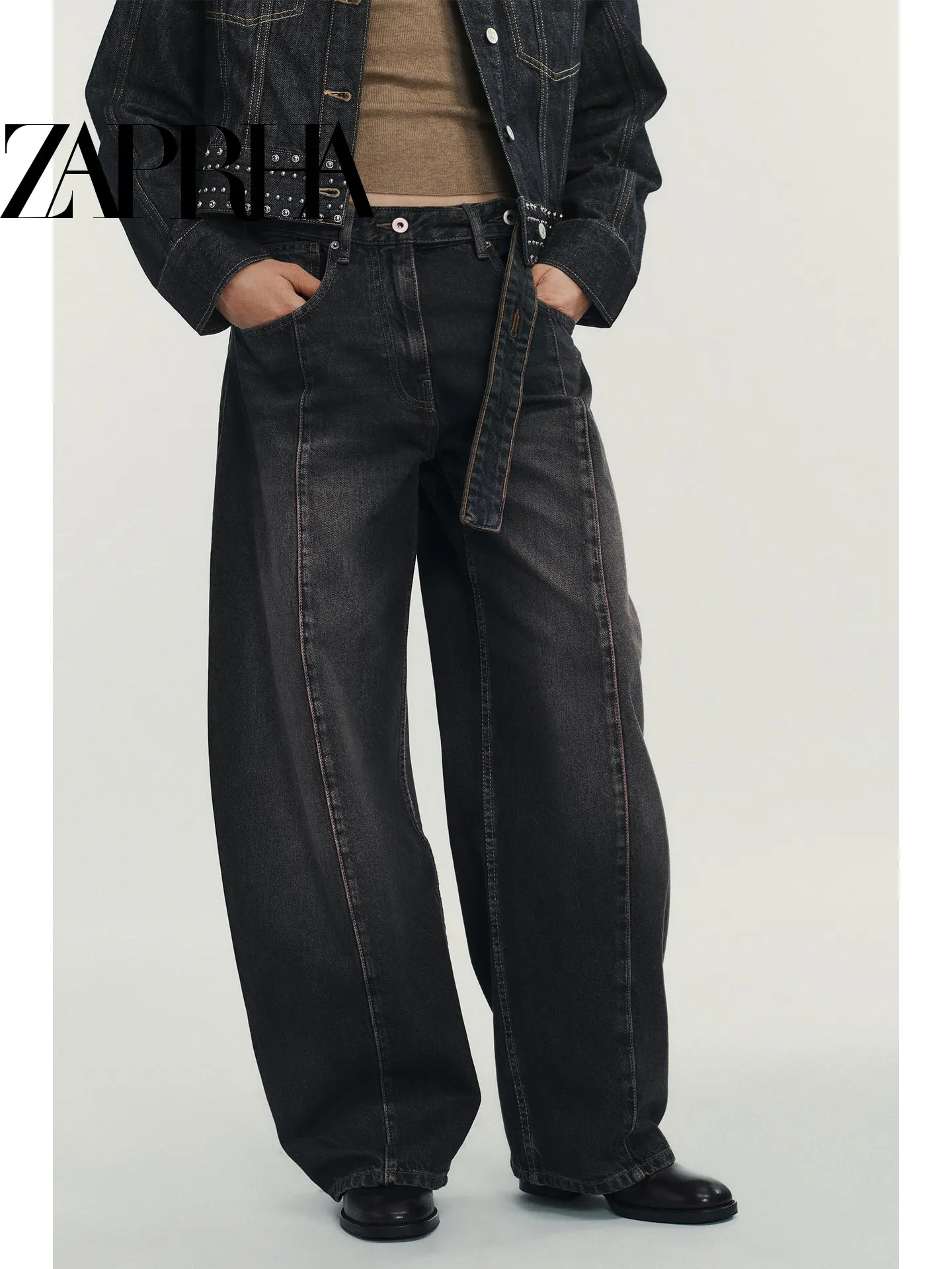 

Свободные трубчатые американские джинсы с низкой талией, повседневные весенние 2026, женские утягивающие джинсовые брюки, повседневные свободные брюки