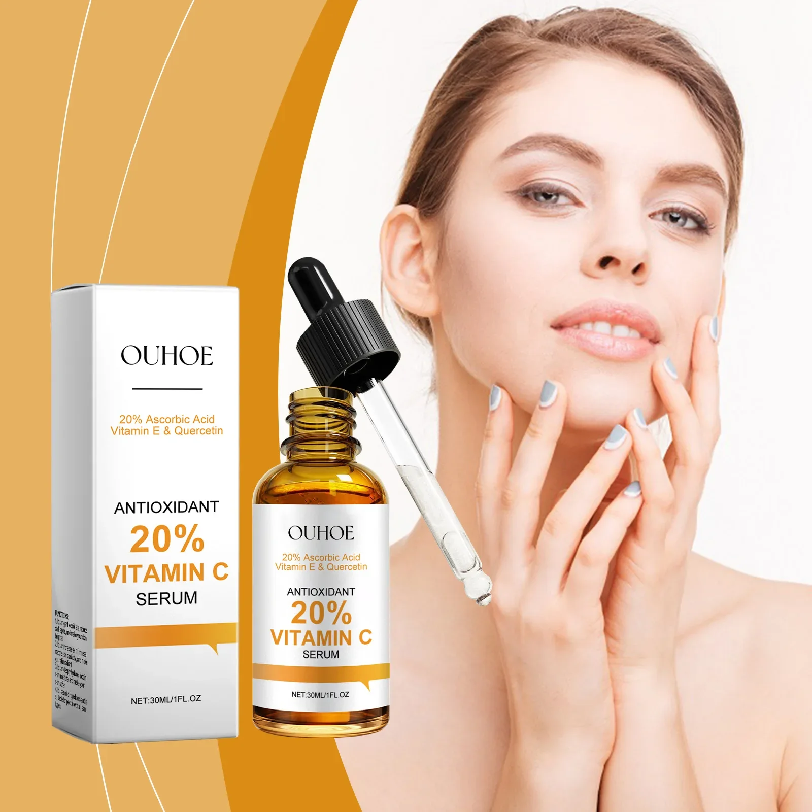 OUHOE Vitamin C Serum Facial Gentle Brightening Deep Hydrating Moisturizing Repair Nourishing Skin Care Serum Fade Fine Wrinkles