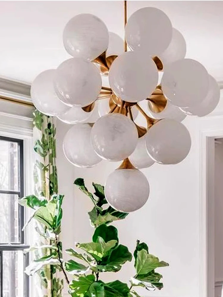 Art  Grape Design White Cottage Living Room Chandeliers Ceiling Villa Deco Vintage Lighting LED Hanging Lamps Bedroom Lustre