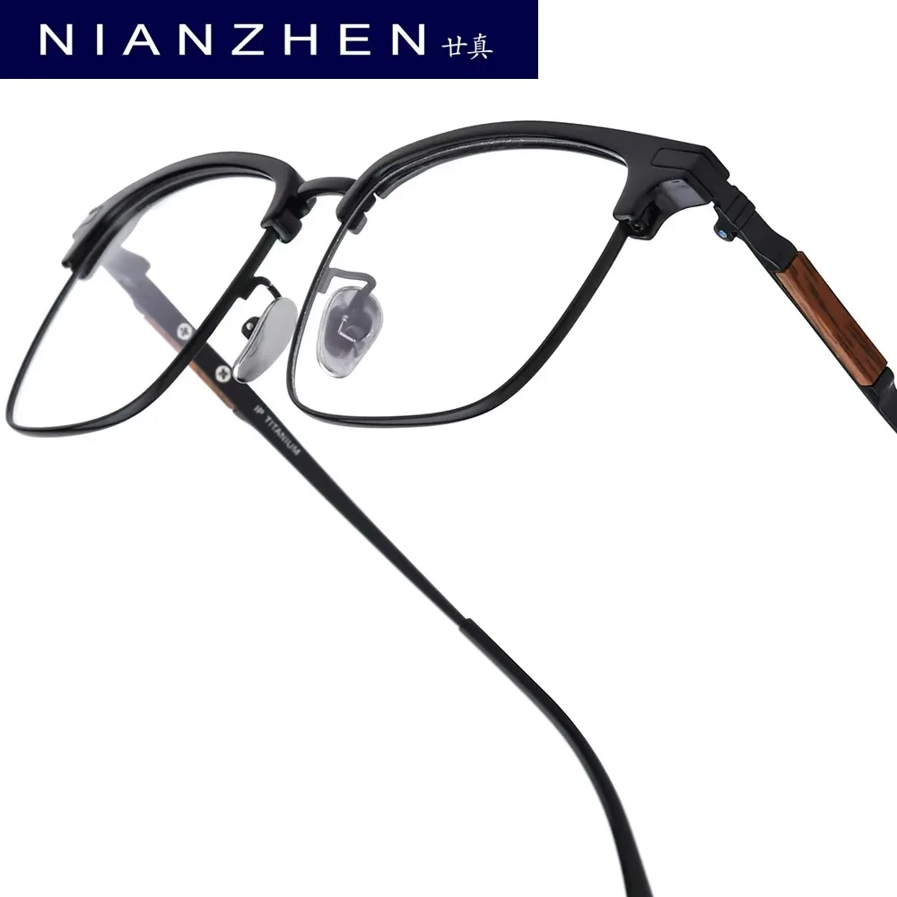 NIANZHEN TR90 Alloy Eyeglasses Frame Men Square Brand Design Glasses Women Ultralight-Weight Eyewear Vintage Spectacles 88079