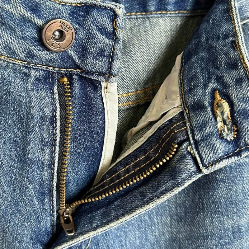 Edição Coreana Recreativa Lavagem De Água Jeans Feminino 2023 Primavera Nova Moda Solta Pouco Perna Reta Tendência Clássica