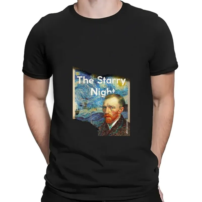 

Art Van Gogh The Starry Night T Shirt Women Couple Combination Clothes Short Sleeve Collar Fashion Man Cotton