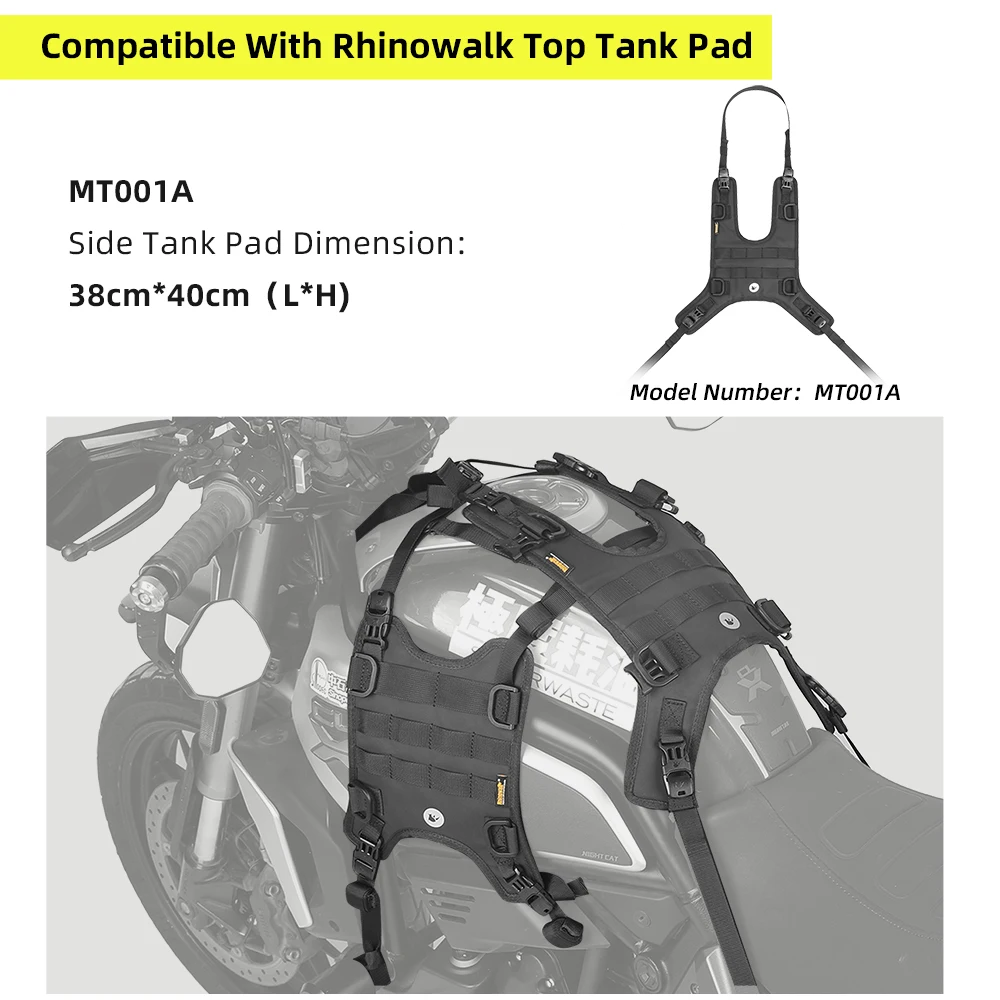 Rhinowalk Motorcycle Fuel Tank Side Bag Base With MOLLE System Motor Tank Side Hanging Vest System Motor Front Bag Mounting Base