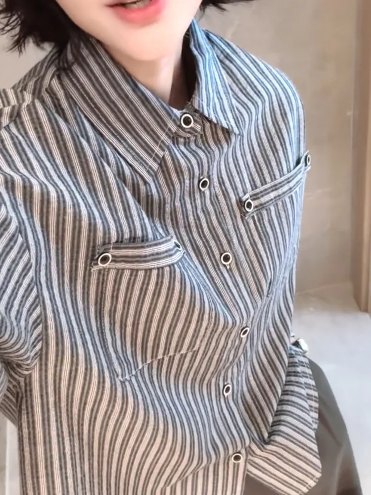 

Korean Sle Slim Fit Striped irt Casual Ele Simple Design Autumn New Arrival plus Size Versatile Loose Top for Women