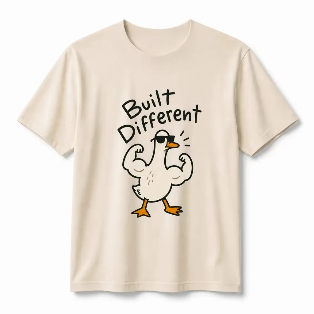 Women T Shirt Built Different Muscular Duck Graphic Tee Casual Campus Streetwear Top Clothes for Ladies Summer Cheap Clothes