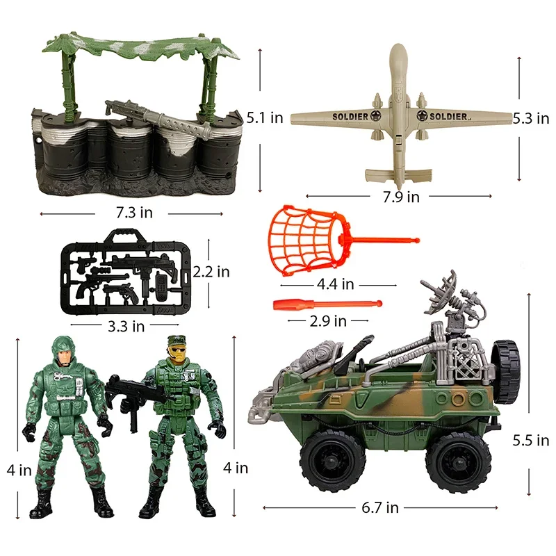 DIY Special Army Forces Toys With Amphibious Vehicle Aircraft Military Weapons Parts Camouflage Soldiers Play For Kids Boy Gifts
