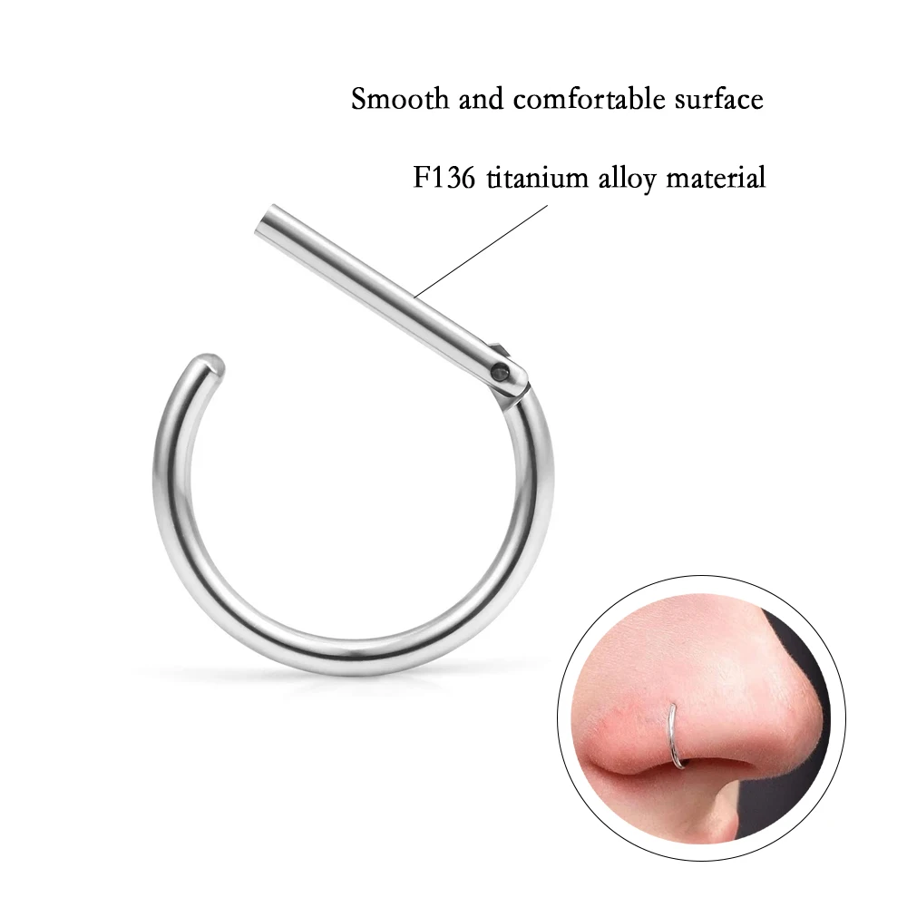 Clássico Em Forma de D Titânio Septo Piercing, Lip Stud, Parafuso Cartilagem Orelha, Jóia do corpo, F136