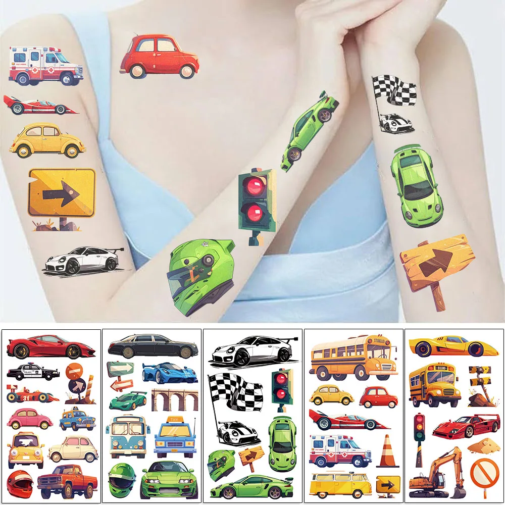 10Pcs Body Art Fake Tatoo Cars Large Arm Tattoo Sticker Full Sleeve Waterproof Semi Permanent Tattoo Women Man