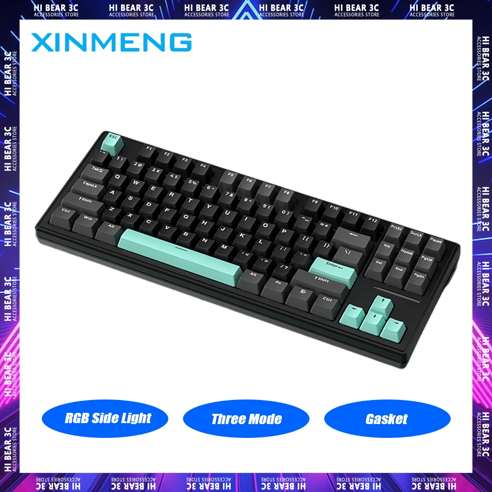 

XINMENG M87 Wireless Mechanical Keyboard RGB Side Light Three Mode Hot Swap Gaming Keyboard Gasket Pc Gamer Accessories Gifts