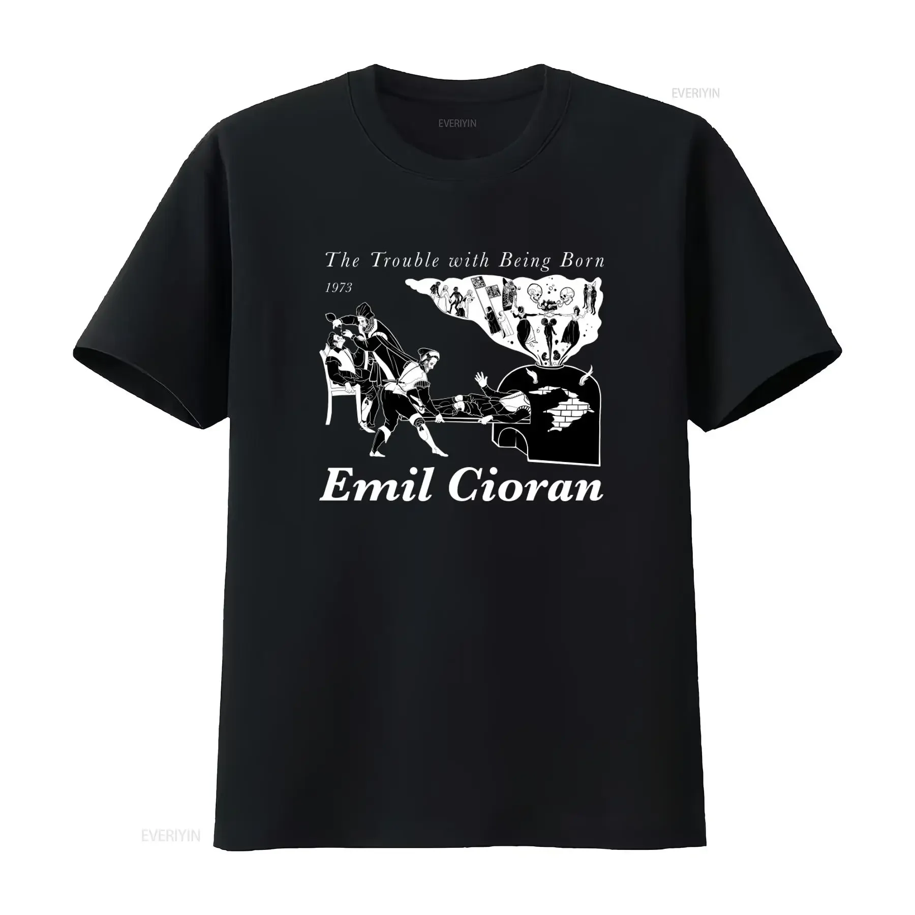 Emil Cioran The Trouble with Being Born 1973 Philosophy Nihilism Pessimism Schopenhauer Nietzsche T-shirt vintage lavé homme