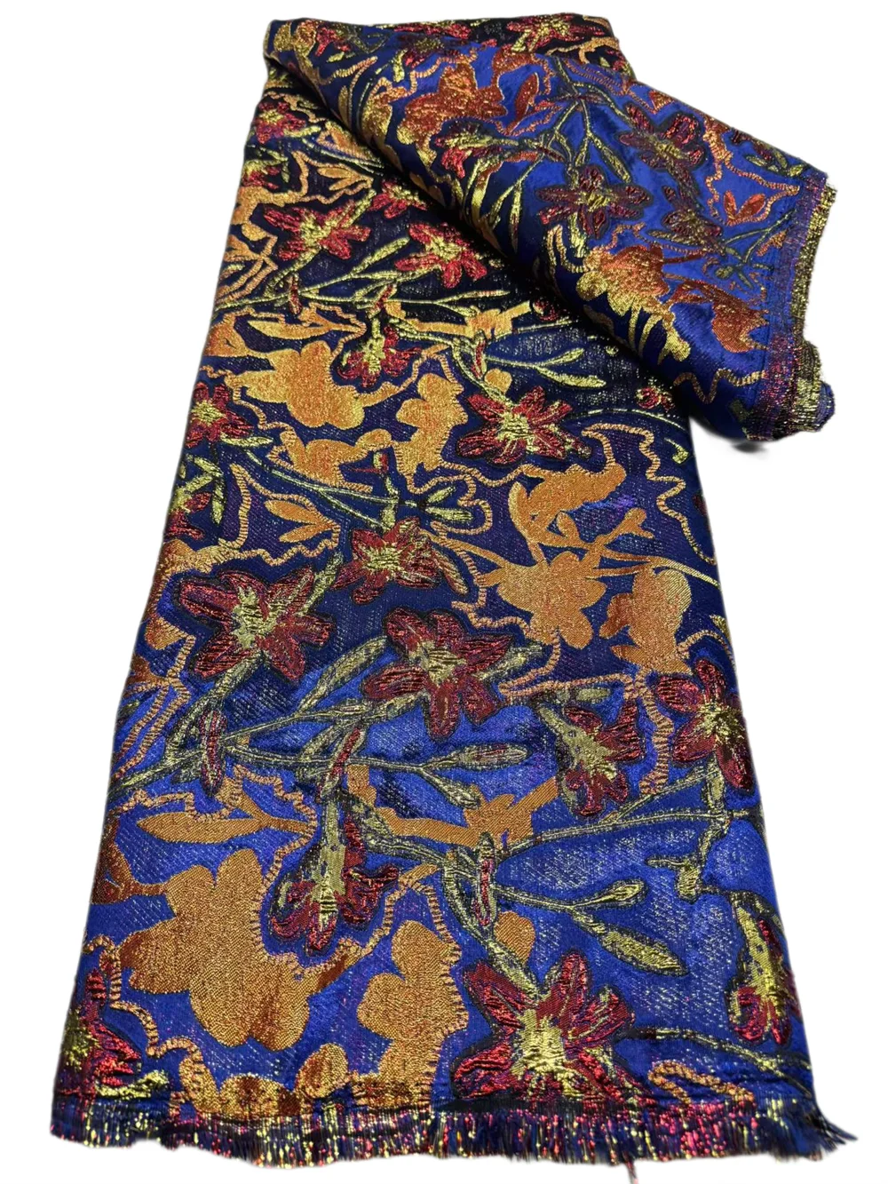 Veelkleurige nieuwe Nigeriaanse brokaat kantstof 2026, hoogwaardige Afrikaanse jacquard vergulde kantstof voor het naaien van luxe feestjurken