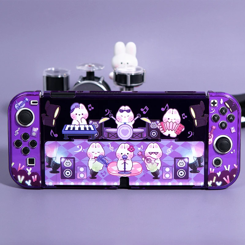 

Dorable Rabbit Party Switch OLED Case Split Hard PC Cover Shell Game Console Housing Purple For Nintendo Switch OLED Accessories