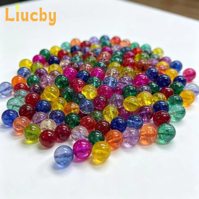 Scattered Beads Colorful Glass Beads For Jewelry Making DIY Jewelry Sets Bracelets Accessories 15'Inch 6/8/10MM About 100 Pieces