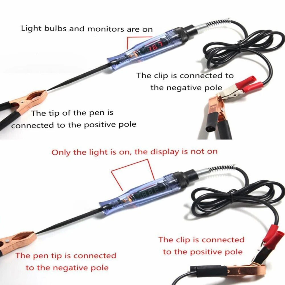 1 Pc Car Circuit Tester Voltage Tester Testing 19cm 6-24V Automotive Electrical Electrision LED Light Maintenance