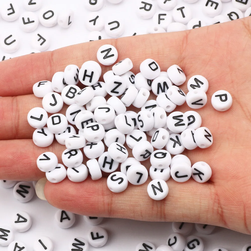 7mm Black White Mixed Letter Acrylic Beads Round Flat Alphabet Spacer Beads For Jewelry Making Handmade Diy Bracelet Necklace image 6