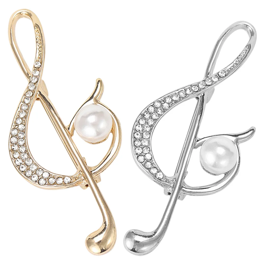 

2 Pcs Musical Note Brooch Holiday Brooches for Women Lapel Pin Jewelry Earrings Clothes Accessories Buckle Costume