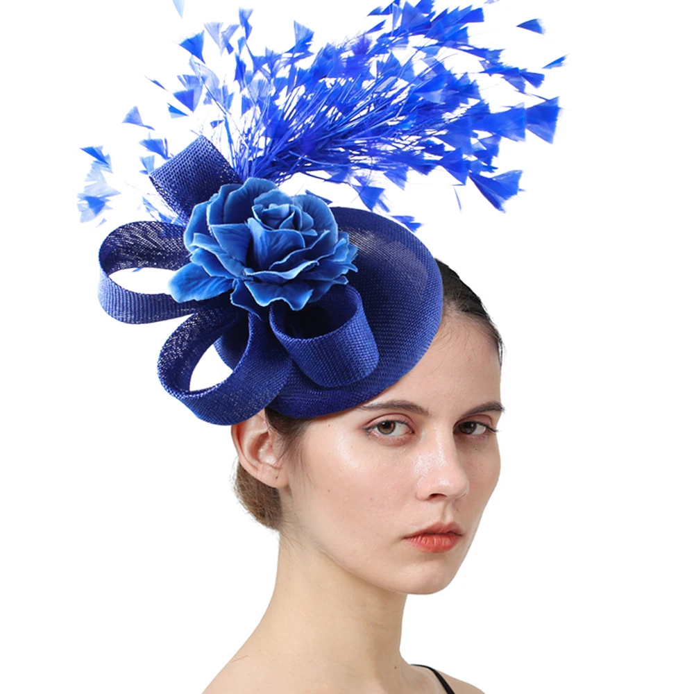 Elegante feminino senhoras moda headpiece com grampo de cabelo noiva casamento fascinator chapéu com flor fantasia headwear cocktail acessório