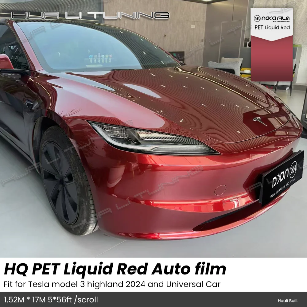 

Highest quality Scroll Vinyl Film For Tesla Model 3 Highland 2024 or Universal Car MotorCycle Auto PET Liquid Red Wrap up