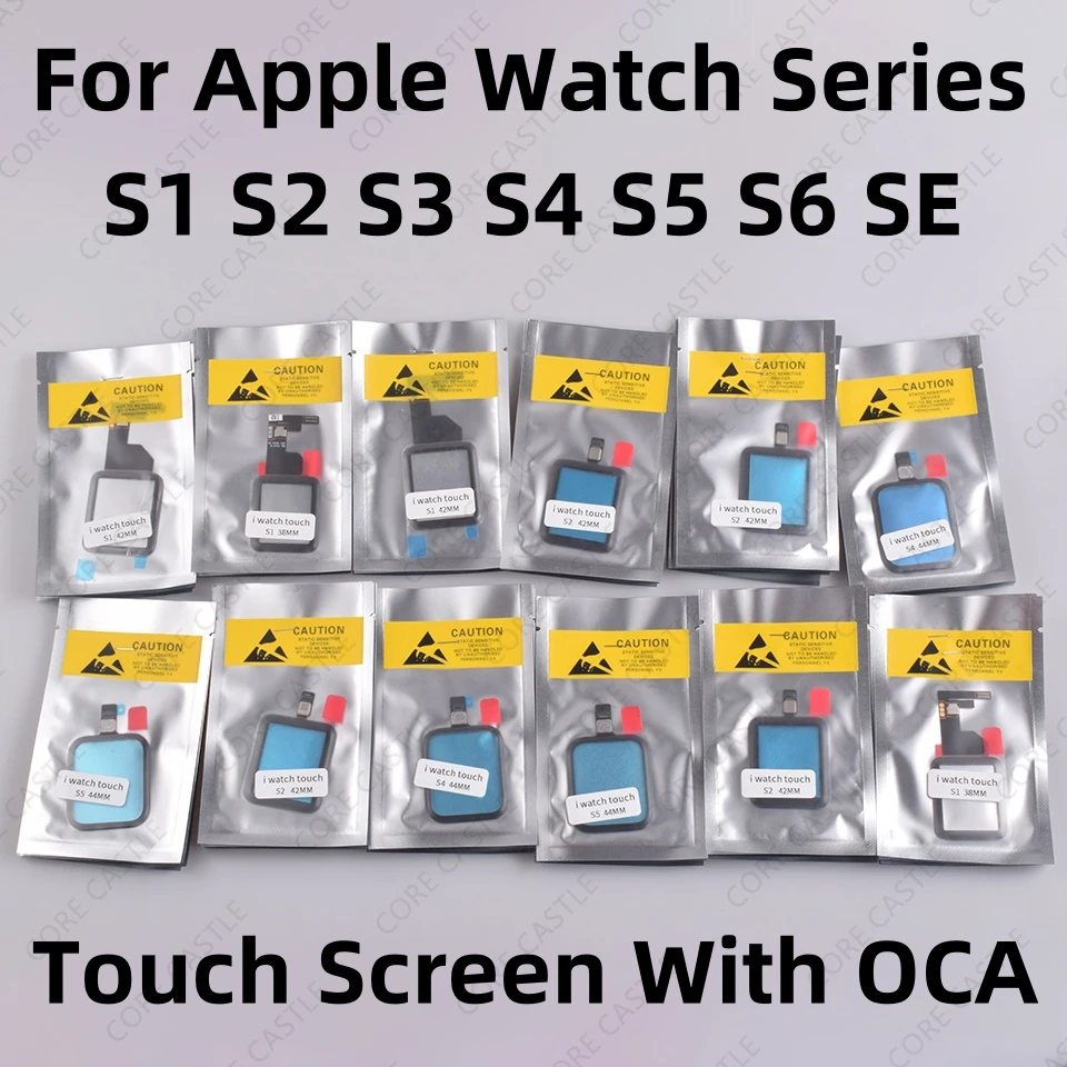 

For Apple Watch Series 1 2 3 4 5 6 SE 38mm 42mm 40mm 44mm Touch Screen Dgitizer Glass Lens Panel Repair Parts+Pre-installed OCA