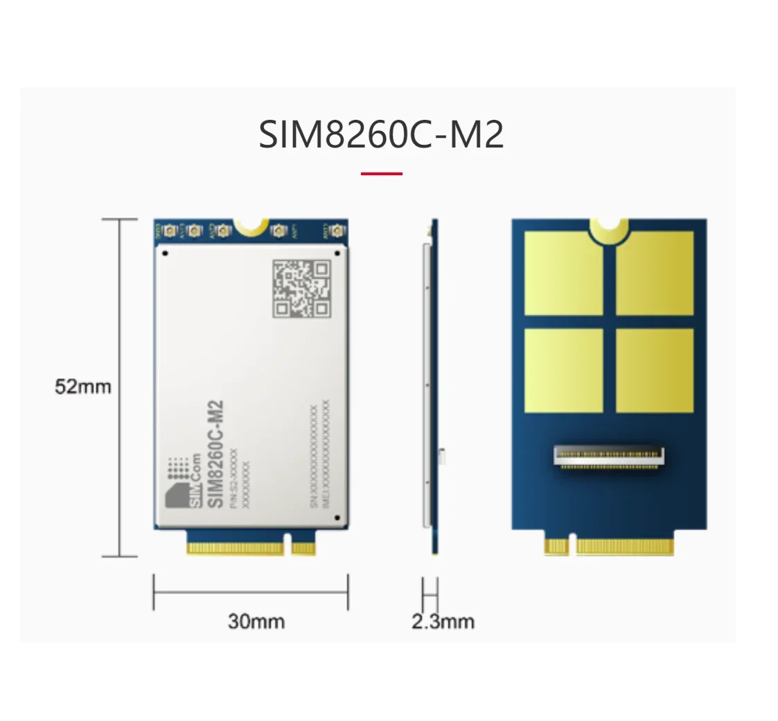 

SIMCOM SIM8260C-M2 Модуль 5G M.2 Поддержка NR/LTE-FDD/LTE-TDD/HSPA+ ТИП 3042-S3-B, совместимый с серией SIM7912G/SIM8200X-M2
