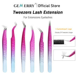 Gemerry pincet voor wimperverlenging Kleurrijk roestvrij staal Hoge precisie wimpers pincet Individueel volume make-up tools