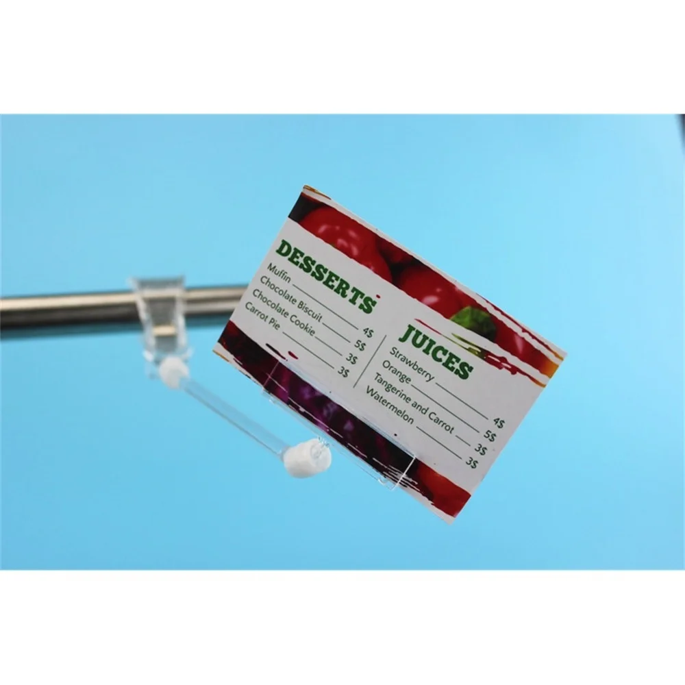 Clear Pop Plastic Sign Paper Card Display Price Label Tag Promotion Signage Clips Holders In Supermarket Retails 20pcs