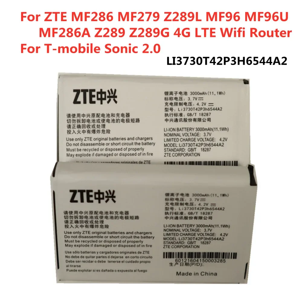 Original Li3730T42P3h6544A2 Battery For ZTE Z289 Z289L Z289G MF286 MF279 MF286A MF96 MF96U T-mobile Sonic 2.0 Wifi Router