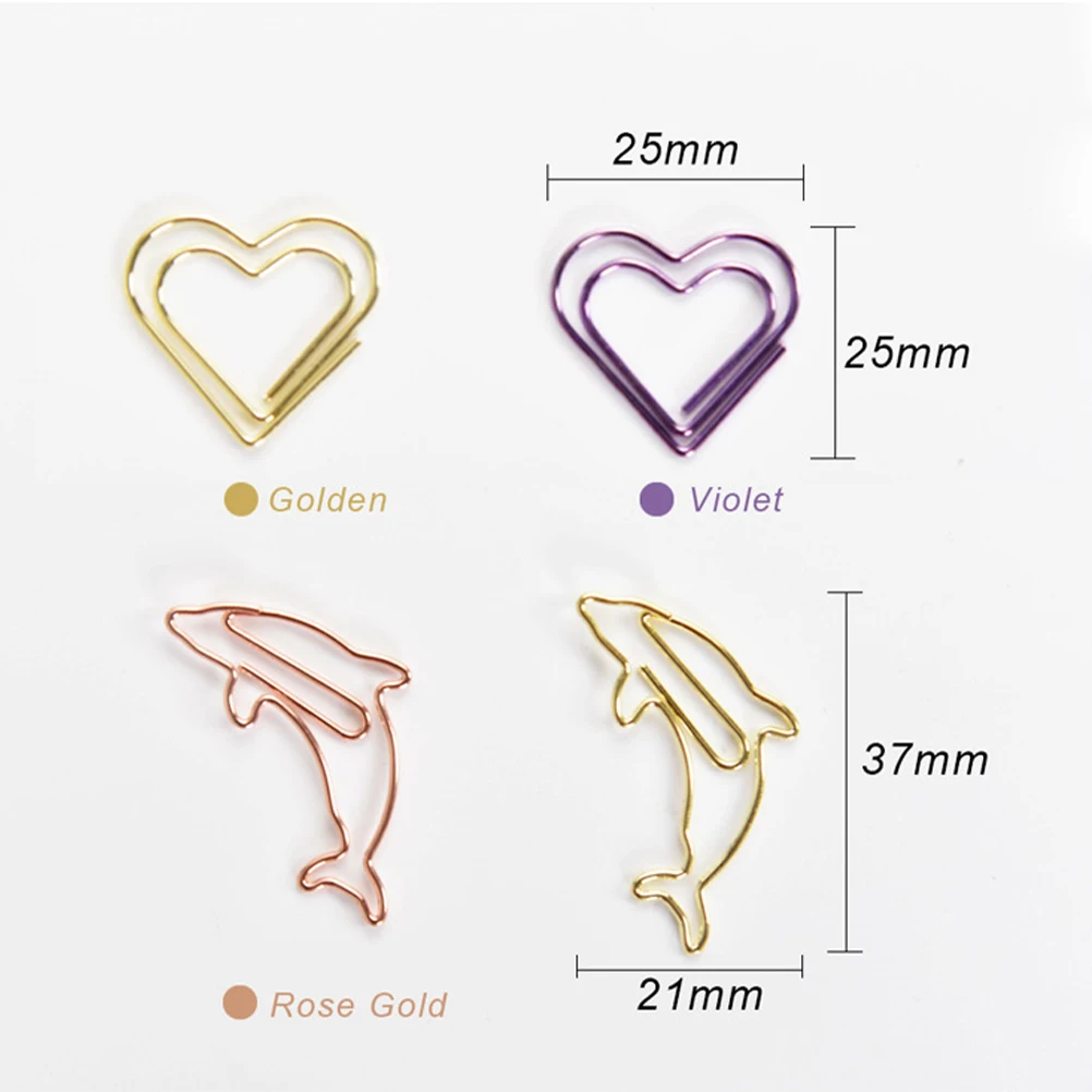 20Pcs Creative Paper Clips Metal Heart Shape Bookmark Clips for Notes Photos Documents Organizing Office School Supplies