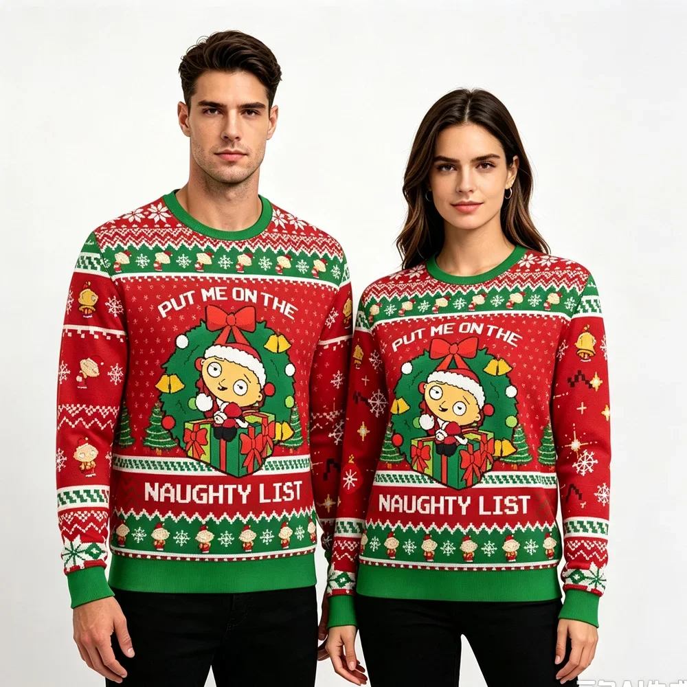Hot 2026 Family Guy Cartoon Ugly Christmas Sweater Couple Men Casual Anime Xmas Holiday Gift Winter Fashion Pullover Jumper Tops