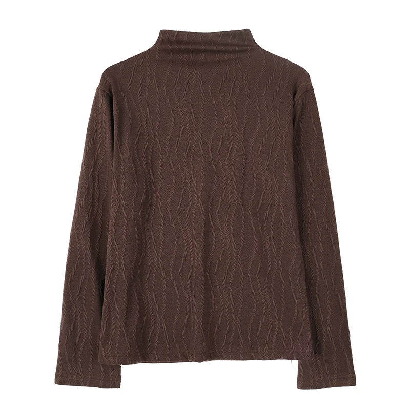 قميص نسائي أنيق بياقة نصف عالية وأكمام طويلة، قميص أساسي للربيع والخريف، تصميم جديد للارتداء الداخلي، قطن 00٪ بقصة فضفاضة #3