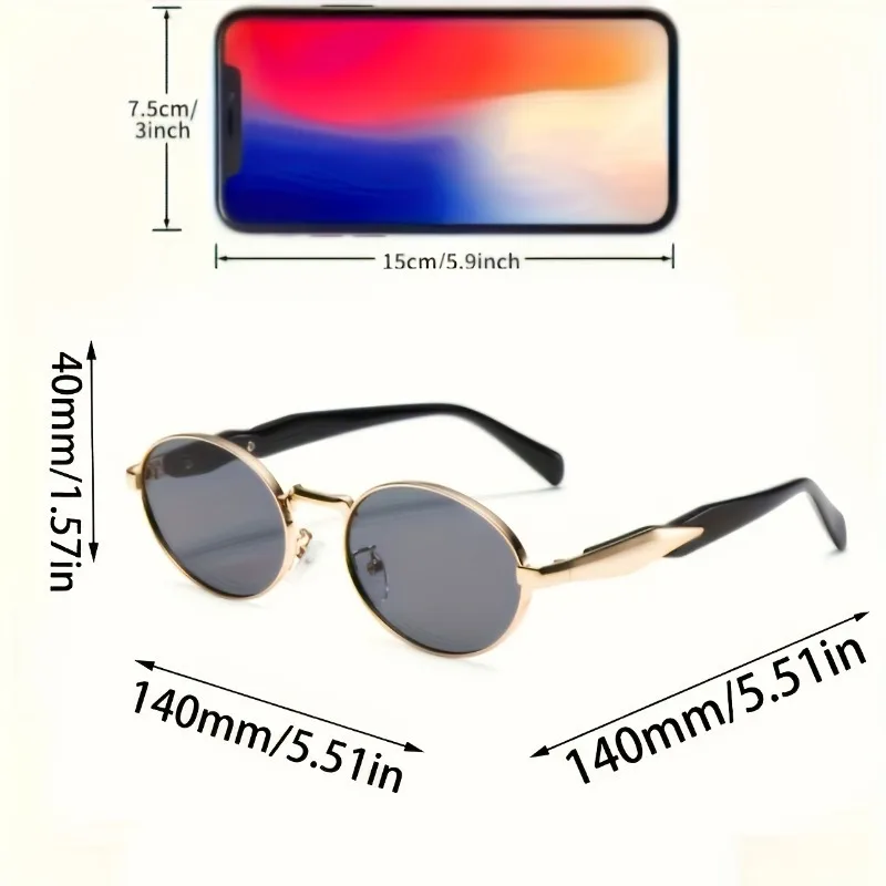 Retro Fashion Metal Round Frame Sunglasses Unisex Street Snap Slimming Large Face Women's Men's Popular Sun Glasses image 6