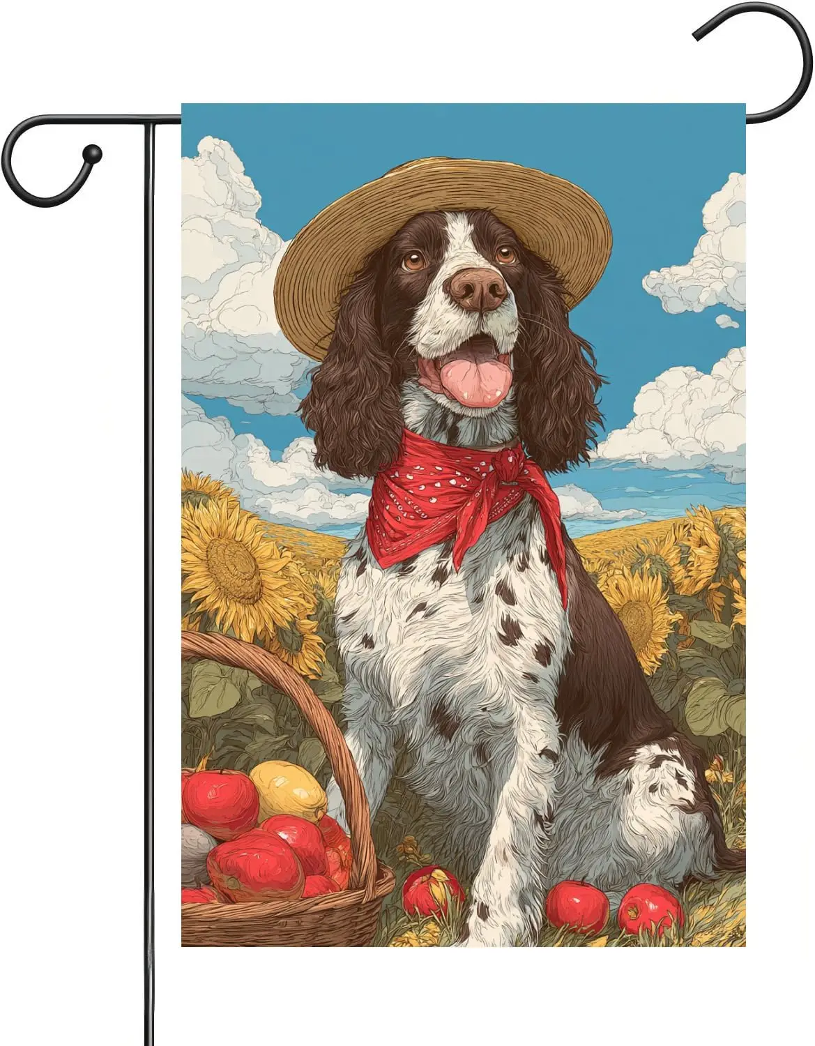 Sunflower Field English Springer Spaniel Garden Flag Celebrates The Arrival Of Spring Family Yard Outdoor 12x18-Inch Double- ZZM