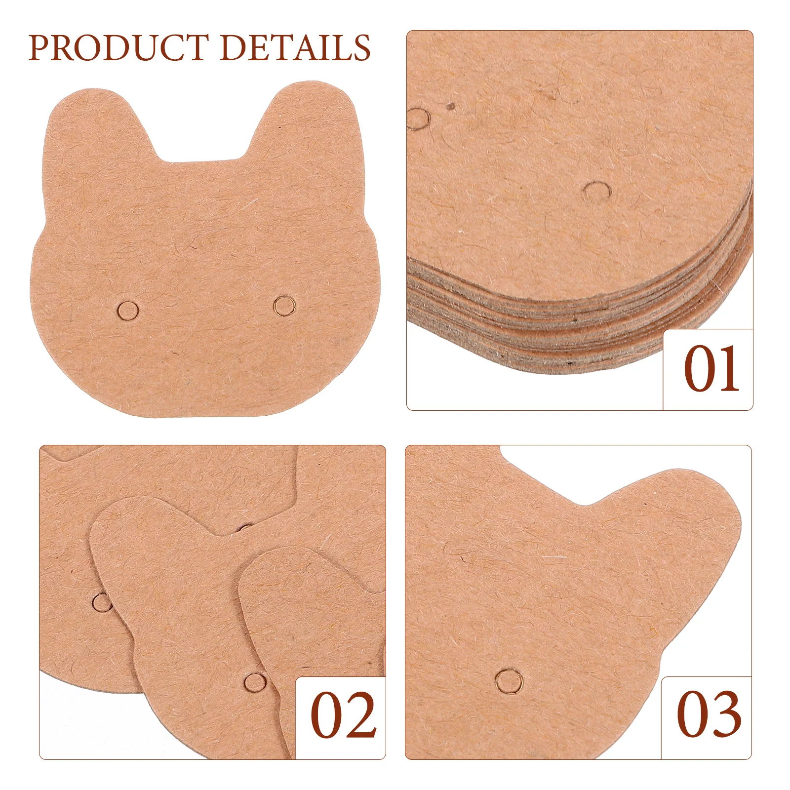 

200pcs Kraft Paper Jewelry Cards Ear Stud Tags Earring Packaging Natural Brown Storage Display Small Business