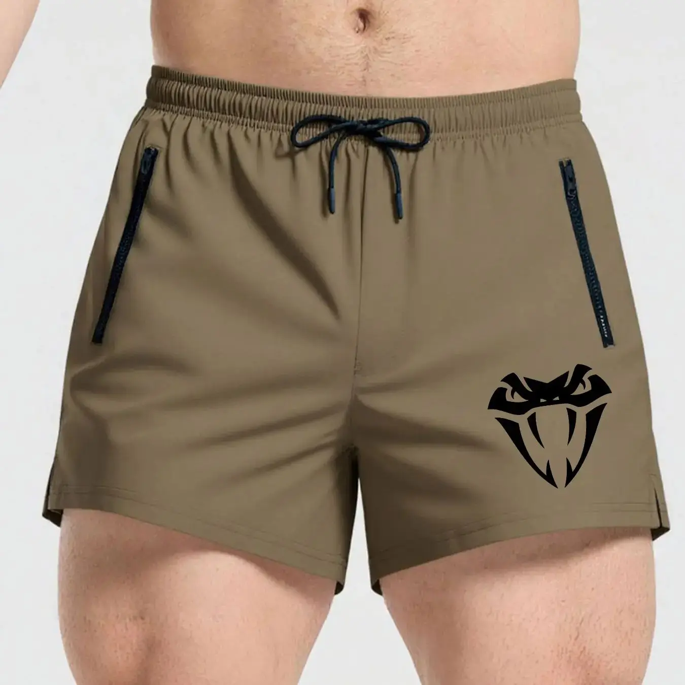 Mens Workout Shorts for Gym Training – Quick Dry Fabric Snake Print Shorts with Elastic Waist & Side Pockets