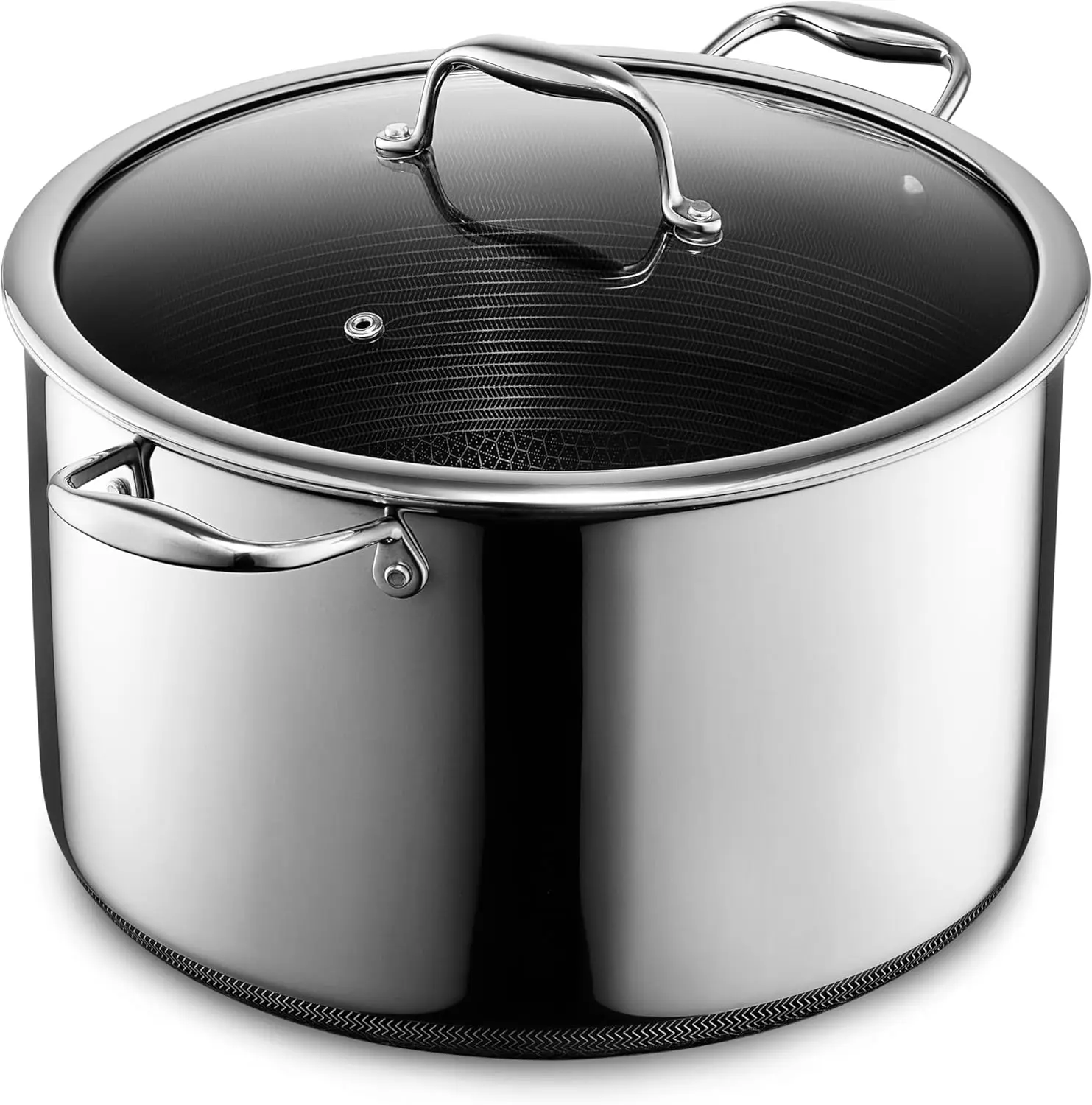 

Hybrid Nonstick 12-Quart Stockpot with Tempered Glass Lid, Stay-Cool Handles, Dishwasher-Friendly, Oven-Safe Up to 900°F, Induct