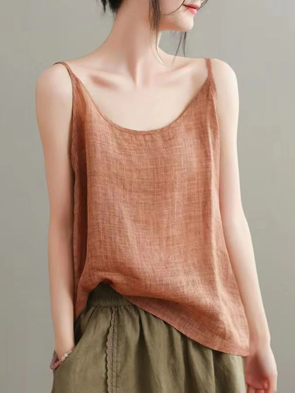 

Повседневная легкая хлопково-льняная майка, женский базовый слой, жилет, брендовый магазин, конец линий, удобный рукав для поездок на работу